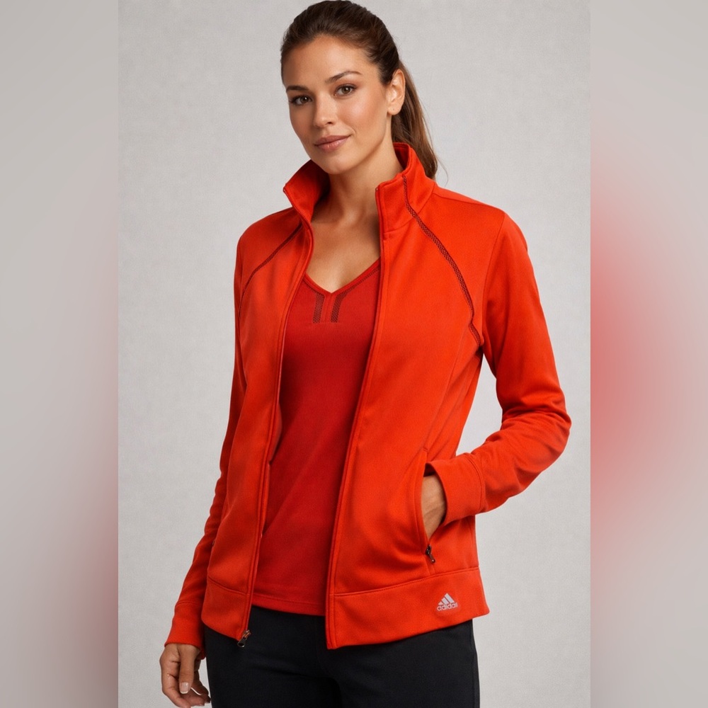 Adidas Women's Orange Climacool Jacket and Coordinating Shirt 2-Piece Set SZ XL